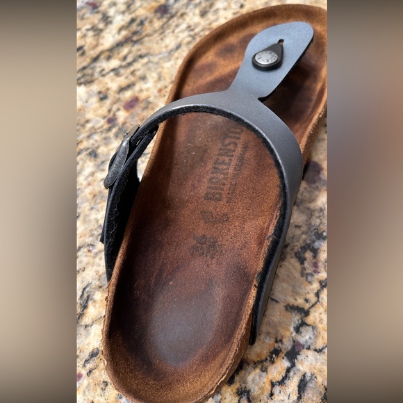 Birkenstock Women's‎ Birko-Flor Gizeh Pewter Blue Sandals Thong Leather 36EU - Picture 6 of 16